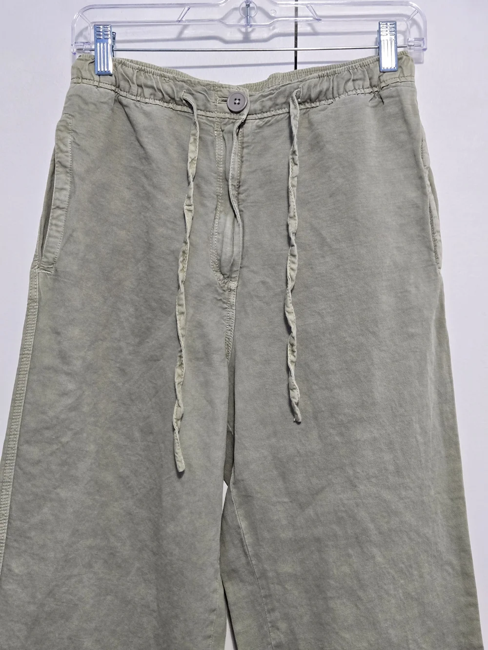 Zara Women’s Small Linen Blend Jogger Pants Sage Green Pull On Relaxed